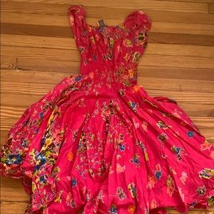 Floral pink summer midi dress